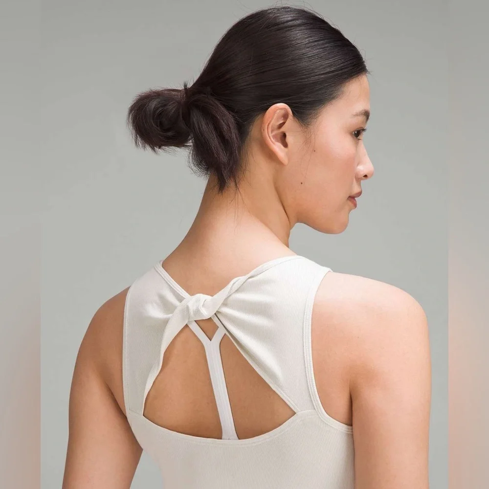 Lululemon Modal Silk Twist-Back Yoga Tank Top Bone